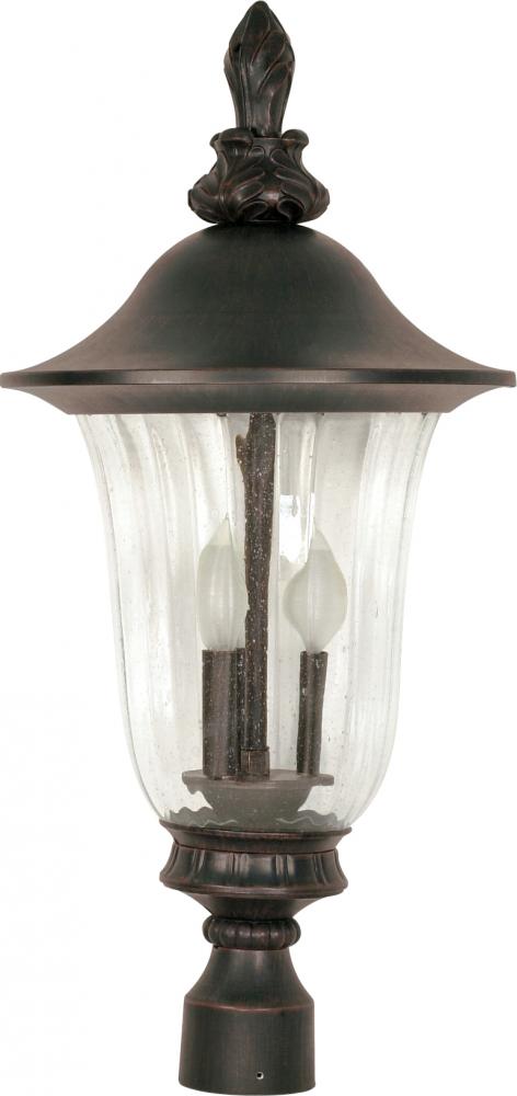 Parisian - 3 Light - 27" - Post Lantern - with Fluted Seed Glass