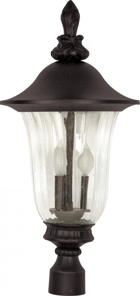 Parisian - 3 Light - 27" - Post Lantern - with Fluted Seed Glass