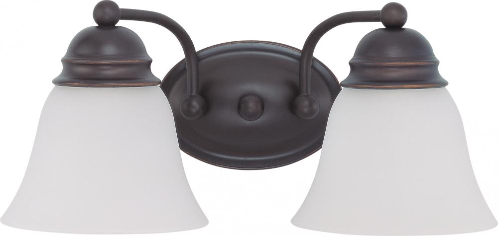 2 Light - Empire LED 15" Vanity Wall Fixture - Mahogany Bronze Finish - Frosted Glass - Lamps