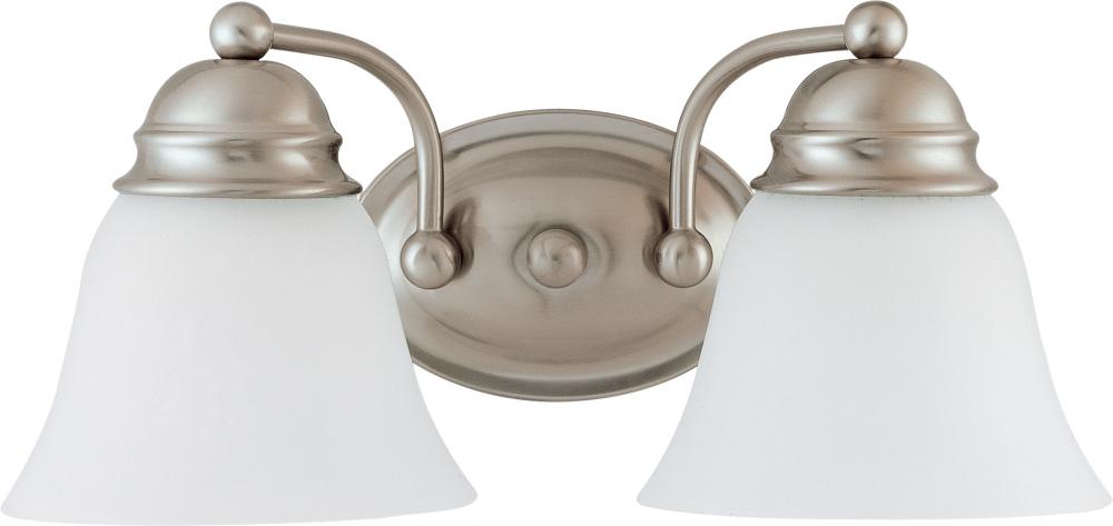 2 Light - Empire LED 15" Vanity Wall Fixture - Brushed Nickel Finish - Frosted Glass - Lamps