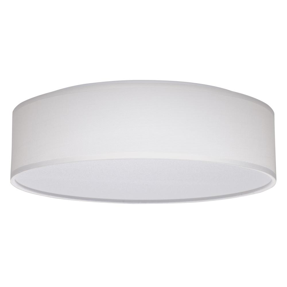 15 inch; CCT Selectable; Fabric Drum LED Decor Flush Mount Fixture; White Fabric Shade; Acrylic