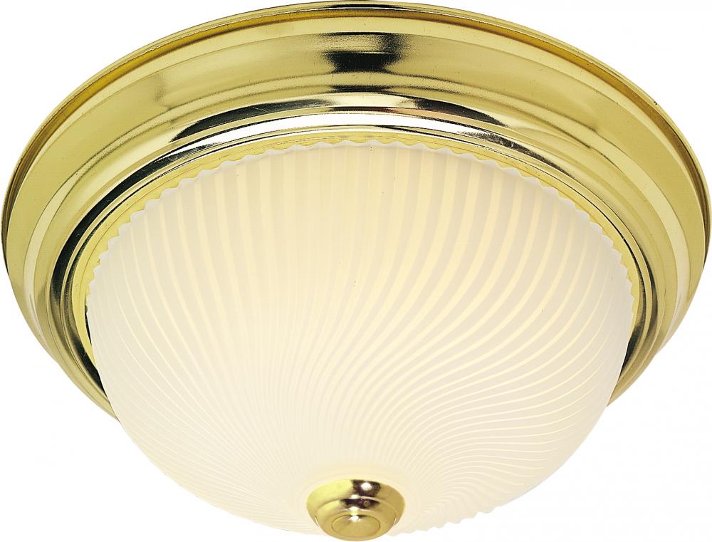 2 Light - 11" - Flush Mount - Frosted Ribbed Swirl Glass