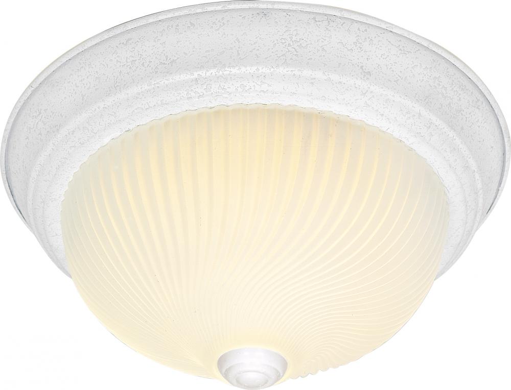 2 Light - 11" - Flush Mount - Frosted Ribbed Swirl Glass