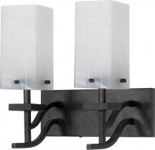 Nuvo 60/005 - 2-Light 13" Textured Black Wall Mounted Vanity Fixture with Alabaster Swirl Glass