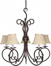 Nuvo 60/040 - 5-Light 29" Old Bronze Chandelier with Linen Waffle Shade