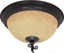 Nuvo 60/041 - 3-Light 15" Old Bronze Flush Mount Ceiling Light Fixture with Tuscan Suede Glass