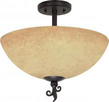 Nuvo 60/042 - 3-Light 16" Old Bronze Semi Flush Ceiling Light Fixture with Tuscan Suede Glass