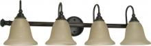 Nuvo 60/110 - 4-Light 32" Wall Mounted Vanity Light Fixture in Old Bronze Finish with Amber Water Glass