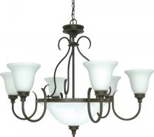 Nuvo 60/1103 - Bistro; 9 Light; 34 in.; Chandelier with Satin Opal White Glass