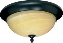 Nuvo 60/143 - 3-Light 15" Dome Flush Ceiling Light Fixture in Textured Black Finish with Gold Washed Alabaster