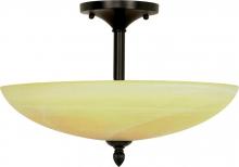 Nuvo 60/144 - 3-Light 16" Dome Semi Flush Ceiling Light Fixture in Textured Black Finish with Gold Washed