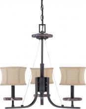 Nuvo 60/1441 - Madison; 3 Light; 22 in.; Chandelier with Fabric Shades