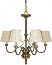 Nuvo 60/145 - 5-Light Flemish Gold Chandelier with Ecru Diamond Shades