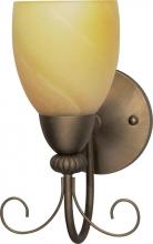 Nuvo 60/149 - 1-Light 7" Wall Mounted Vanity Light Fixture in Flemish Gold Finish with Gold Washed Alabaster