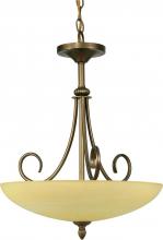 Nuvo 60/168 - Vanguard; 3 Light; 16 in.; Pendant with Gold Washed Alabaster Swirl Glass