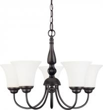 Nuvo 60/1842 - Dupont - 5 Light Chandelier with Satin White Glass - Dark Chocolate Bronze Finish