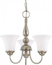 Nuvo 60/1901 - 3-Light Brushed Nickel Chandelier with White Satin Glass and (3) 13W GU24 Bulbs Included