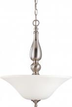 Nuvo 60/1908 - 3-Light Hanging Pendant Light Fixture in Brushed Nickel Finish with White Satin Glass and (3) 13W