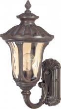 Nuvo 60/2005 - 1-Light Small Outdoor Wall Lantern (Arm Up) in Fruitwood Finish and Amber Water Glass