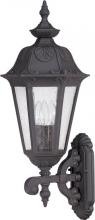 Nuvo 60/2031 - 3-Light Large Outdoor Wall Lantern (Arm Up) in Satin Iron Ore Finish and Seeded Mist Glass