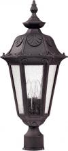 Nuvo 60/2040 - 3-Light Large Outdoor Post Lantern in Satin Iron Ore Finish and Seeded Mist Glass