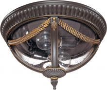 Nuvo 60/2047 - 2-Light Flush Mount Outdoor Ceiling Light in Belgium Bronze Finish and Clear Seeded Glass