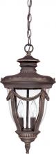 Nuvo 60/2048 - 2-Light Outdoor Hanging Lantern in Belgium Bronze Finish and Clear Seeded Glass