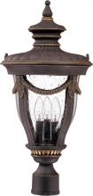 Nuvo 60/2050 - 3-Light Large Outdoor Post Lantern in Belgium Bronze Finish and Clear Seeded Glass