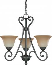 Nuvo 60/2741 - 3-Light Small Chandelier in Sudbury Bronze Finish with Champagne Linen Glass