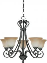 Nuvo 60/2742 - 5-Light Sudbury Bronze Chandelier (Arm Up) with Champagne Linen Glass