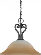 Nuvo 60/2748 - 1-Light Hanging Pendant Light Fixture in Sudbury Bronze Finish with Champagne Linen Glass