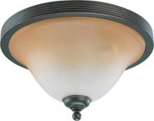 Nuvo 60/2754 - 3-Light Large Flush Mount Ceiling Light in Sudbury Bronze Finish with Champagne Linen Glass