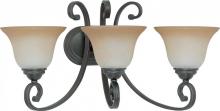 Nuvo 60/2757 - 3-Light Vanity Fixture in Sudbury Bronze Finish with Champagne Linen Glass