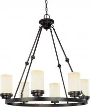 Nuvo 60/2763 - 6-Light Large Oval Chandelier in Patina Bronze Finish with Saddle Stone Glass