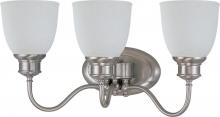 Nuvo 60/2799 - 3-Light Vanity Fixture in Brushed Nickel Finish (Convertible Glass Up or Down) with Frosted Linen