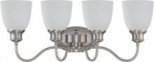 Nuvo 60/2802 - 4-Light Vanity Fixture in Brushed Nickel Finish (Convertible Glass Up or Down) with Frosted Linen