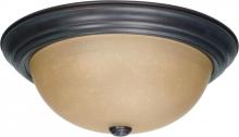 Nuvo 60/3107 - 3-Light Large Flush Mount Ceiling Light in Mahogany Bronze Finish with Champagne Linen Glass and (3)