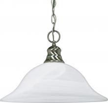 Nuvo 60/3198 - 1-Light Hanging Pendant Light Fixture in Brushed Nickel Finish with Alabaster Glass and (1) 15W CFL