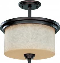 Nuvo 60/3852 - Lucern ES - 3 Light Semi Flush w/ Saddle Stone Glass - (3) 13w GU24 Lamps Included