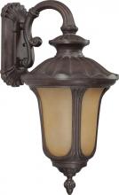 Nuvo 60/3904 - 1-Light Medium Outdoor Wall Lantern (Arm Down) with Photocell in Fruitwood Finish with Sienna Glass