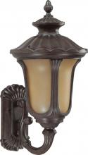 Nuvo 60/3905 - 1-Light Small Outdoor Wall Lantern (Arm Up) with Photocell in Fruitwood Finish with Sienna Glass and