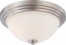 Nuvo 60/4112 - 3-Light Flush Mount Lighting Fixture in Brushed Nickel Finish with White Satin Glass