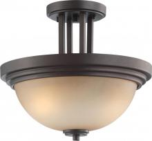 Nuvo 60/4127 - 2-Light Semi Flush Mount Lighting Fixture in Dark Chocolate Bronze Finish with Saffron Glass