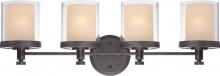 Nuvo 60/4544 - 4-Light Vanity Light Fixture in Sudbury Bronze Finish with Clear Outer & Cream Inner Glass