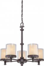 Nuvo 60/4545 - 5-Light Chandelier in Sudbury Bronze Finish with Clear Outer & Cream Inner Glass