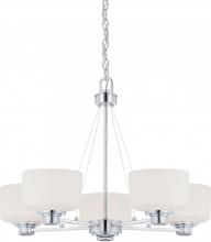 Nuvo 60/4585 - Soho - 5 Light Chandelier with Satin White Glass - Polished Chrome Finish