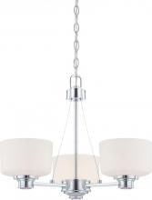 Nuvo 60/4587 - Soho - 3 Light Chandelier with Satin White Glass - Polished Chrome Finish