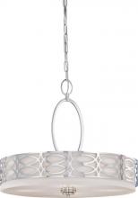 Nuvo 60/4626 - Harlow - 4 Light Pendant with Slate Gray Fabric Shade - Polished Nickel Finish