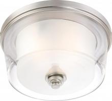 Nuvo 60/4652 - Decker - 3 Light Large Flush with Clear & Frosted Glass - Brushed Nickel Finish