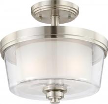 Nuvo 60/4653 - Decker - 2 Light Semi Flush Fixture w/ Clear & Frosted Glass